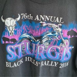 Sturgis Black Hills Rally 2016 Tee Shirt Mens Adult Size Large Black 76th Annual